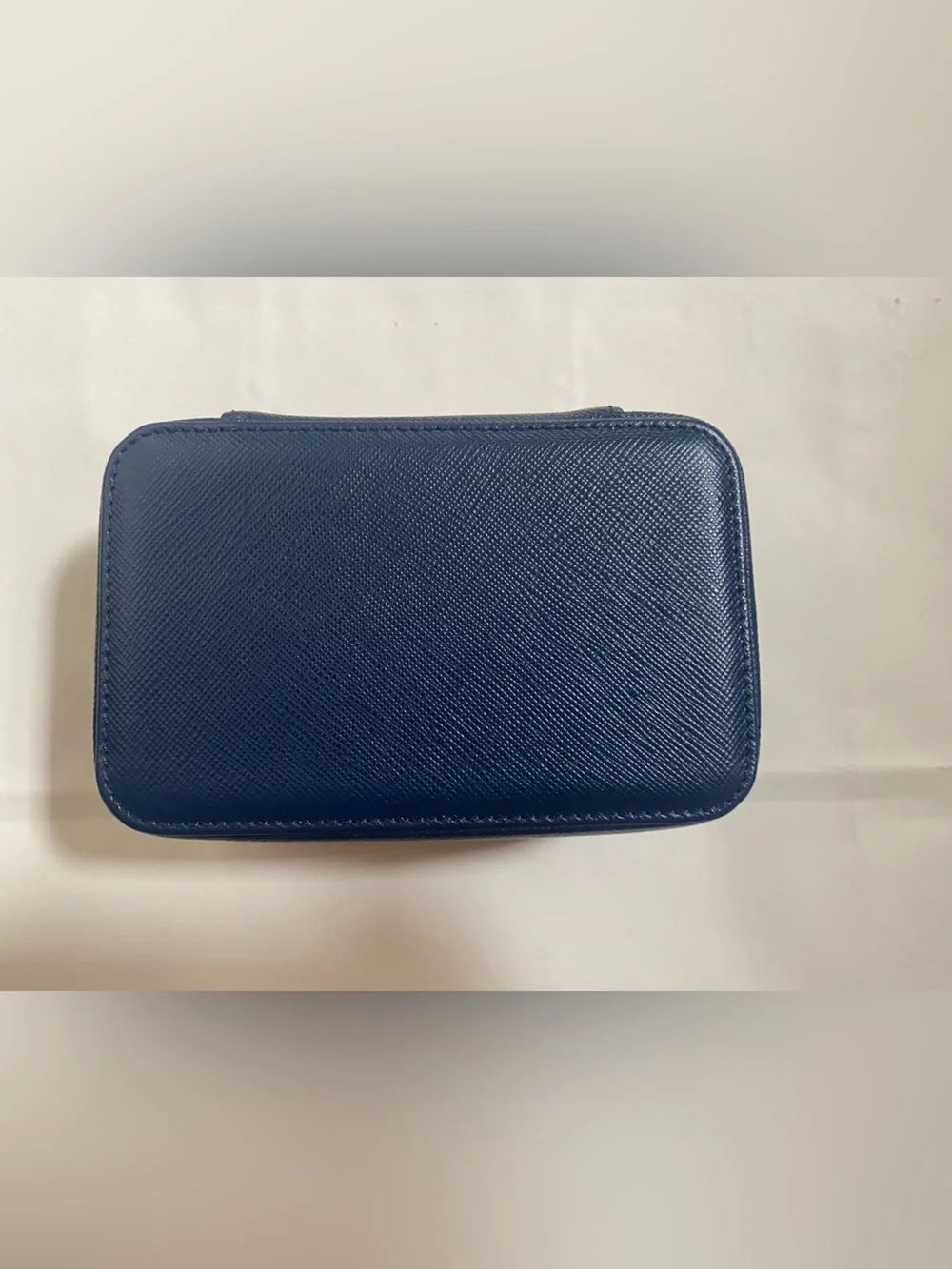 Leather Unisex Navy Leather Zippered Travel Case